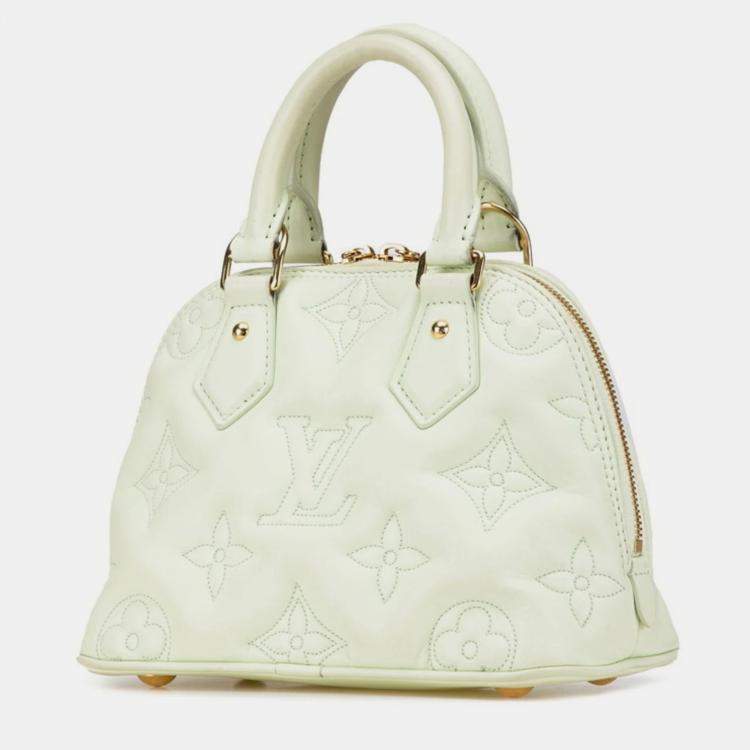 Pre Owned Louis Vuitton Alma Soft BB Light Green Monogram Mahina Leather Shoulder Bag