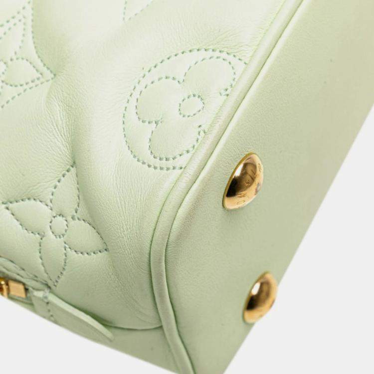 Pre Owned Louis Vuitton Alma Soft BB Light Green Monogram Mahina Leather Shoulder Bag