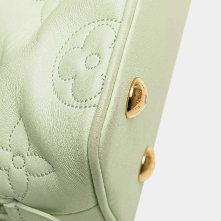 Pre Owned Louis Vuitton Alma Soft BB Light Green Monogram Mahina Leather Shoulder Bag