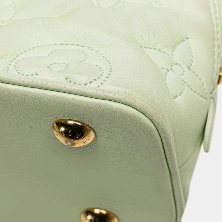 Pre Owned Louis Vuitton Alma Soft BB Light Green Monogram Mahina Leather Shoulder Bag