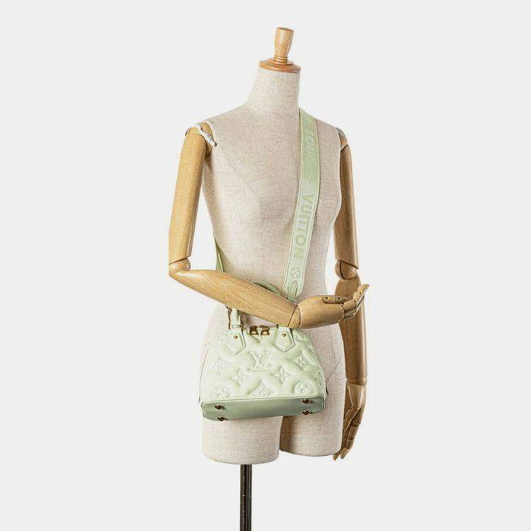 Pre Owned Louis Vuitton Alma Soft BB Light Green Monogram Mahina Leather Shoulder Bag