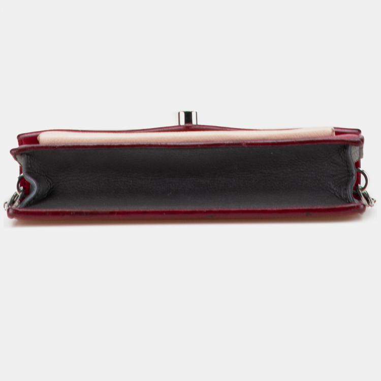 Pre Owned Louis Vuitton Brown Red Bicolor Leather MyLockMe Chain Pochette