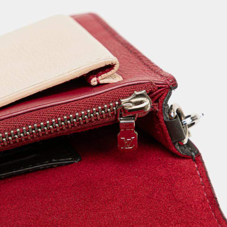 Pre Owned Louis Vuitton Brown Red Bicolor Leather MyLockMe Chain Pochette