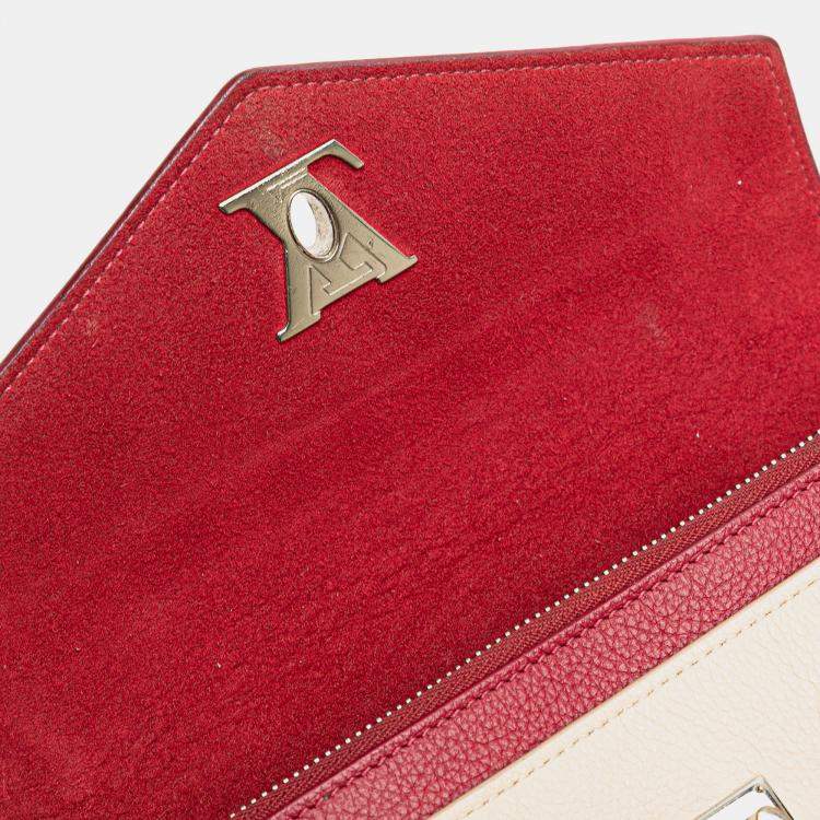 Pre Owned Louis Vuitton Brown Red Bicolor Leather MyLockMe Chain Pochette