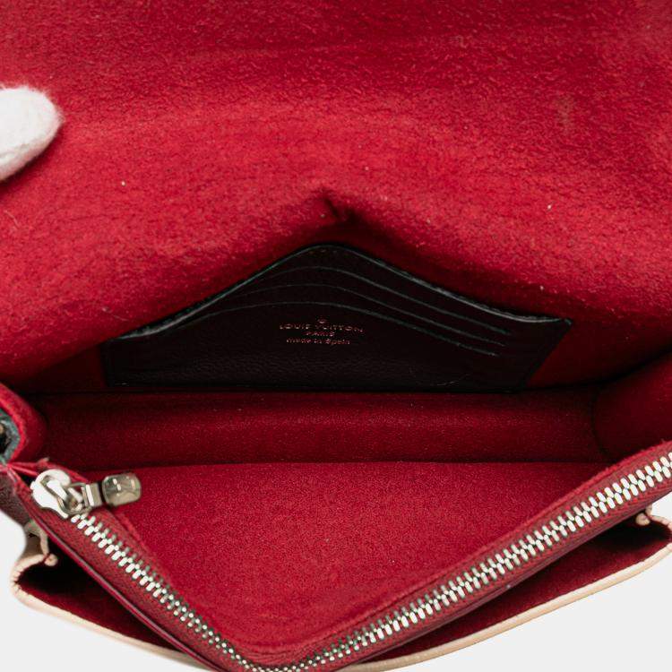 Pre Owned Louis Vuitton Brown Red Bicolor Leather MyLockMe Chain Pochette
