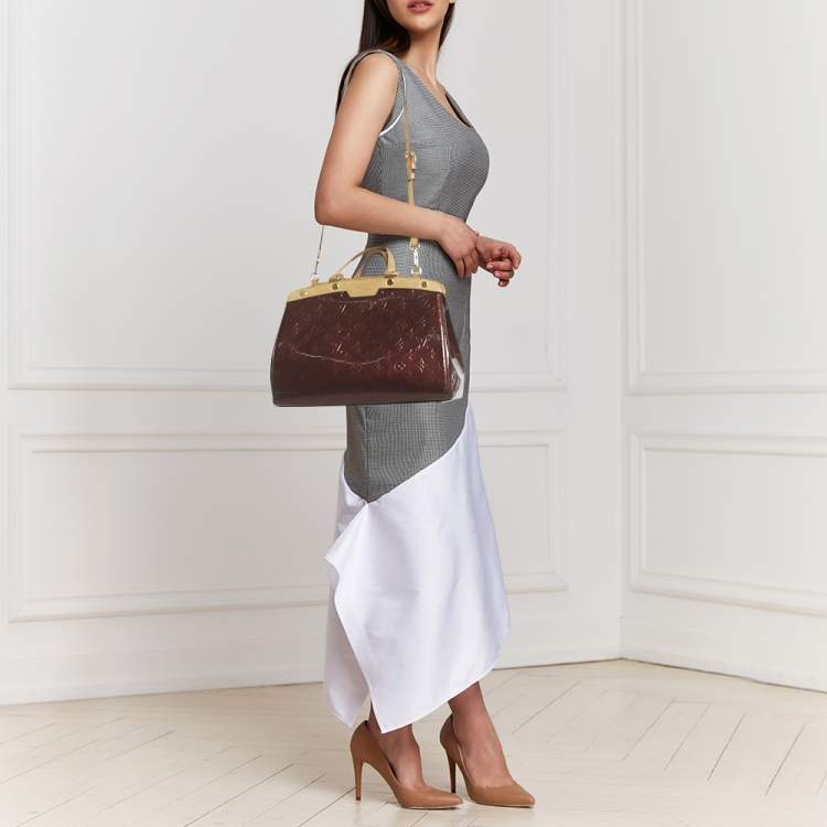 Pre Owned Louis Vuitton Rouge Fauviste Monogram Vernis Brea MM Bag