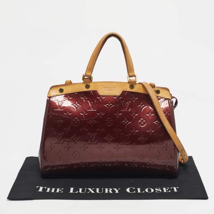 Pre Owned Louis Vuitton Rouge Fauviste Monogram Vernis Brea MM Bag