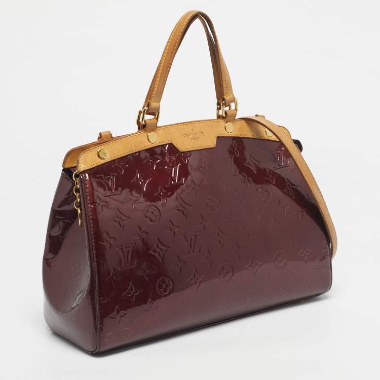 Pre Owned Louis Vuitton Rouge Fauviste Monogram Vernis Brea MM Bag