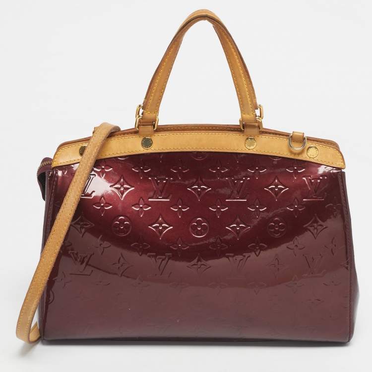 Pre Owned Louis Vuitton Rouge Fauviste Monogram Vernis Brea MM Bag