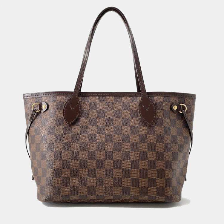 Pre Owned Louis Vuitton Neverfull Brown Damier Ebene Canvas Size PM
