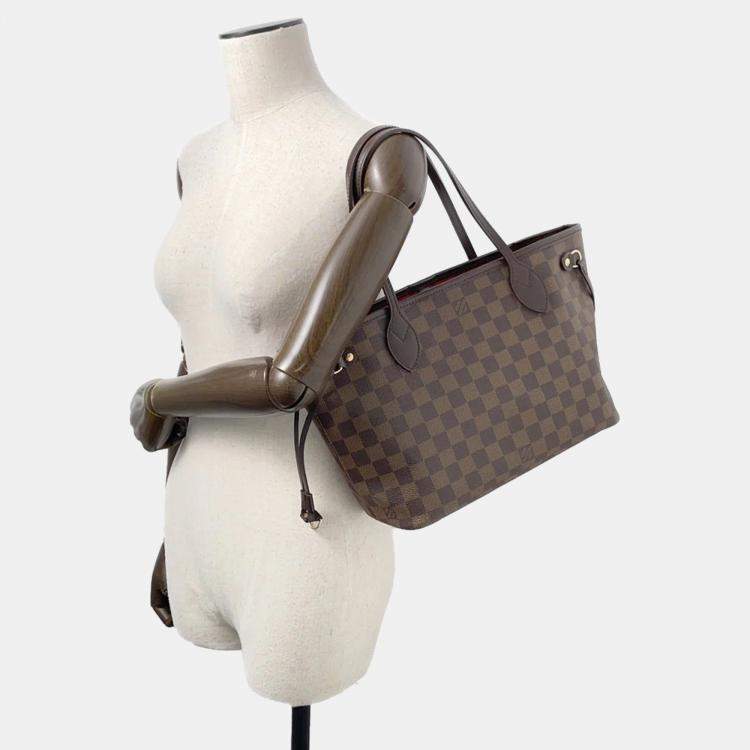 Pre Owned Louis Vuitton Neverfull Brown Damier Ebene Canvas Size PM