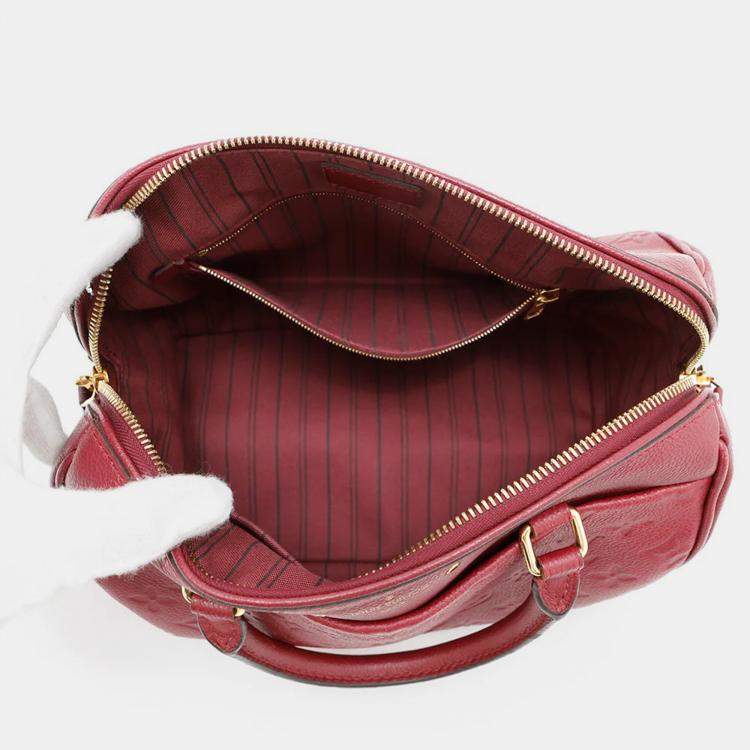Pre Owned Louis Vuitton Speedy Bandouliere Scarlet Monogram Empreinte Leather Size 25
