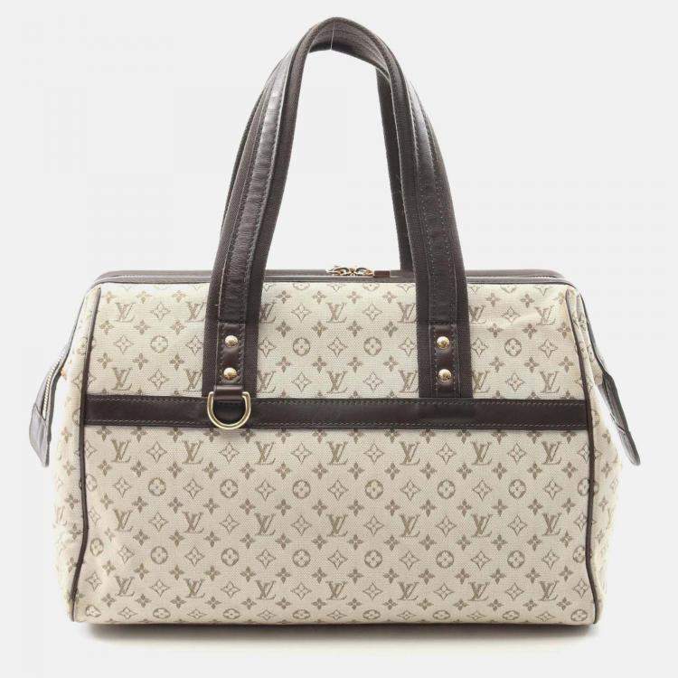 Pre Owned Louis Vuitton Josephine Gm Handbag Monogram Mini Canvas Leather Khaki