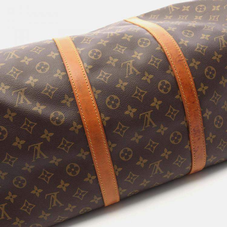 Pre Owned Louis Vuitton Keepall60 Travel Bag Monogram Canvas Leather Brown