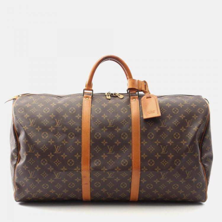 Pre Owned Louis Vuitton Keepall60 Travel Bag Monogram Canvas Leather Brown