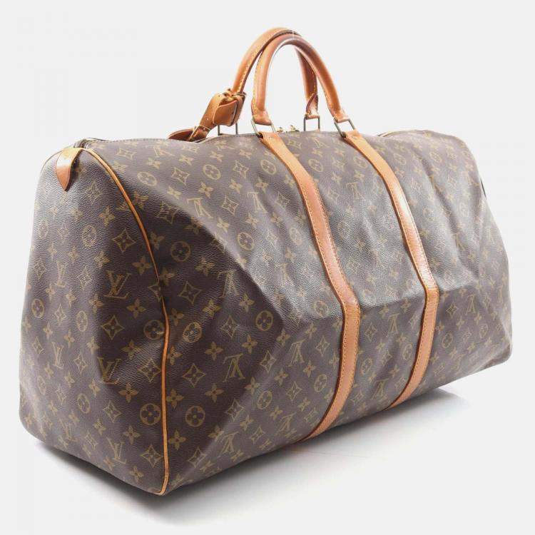 Pre Owned Louis Vuitton Keepall60 Travel Bag Monogram Canvas Leather Brown