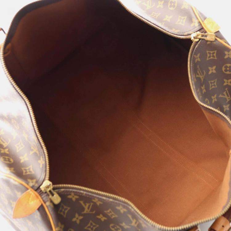 Pre Owned Louis Vuitton Keepall60 Travel Bag Monogram Canvas Leather Brown