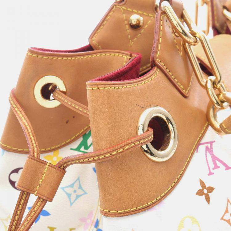 Pre Owned Louis Vuitton Ursula Handbag Monogram Multicolore Canvas Leather Blanc