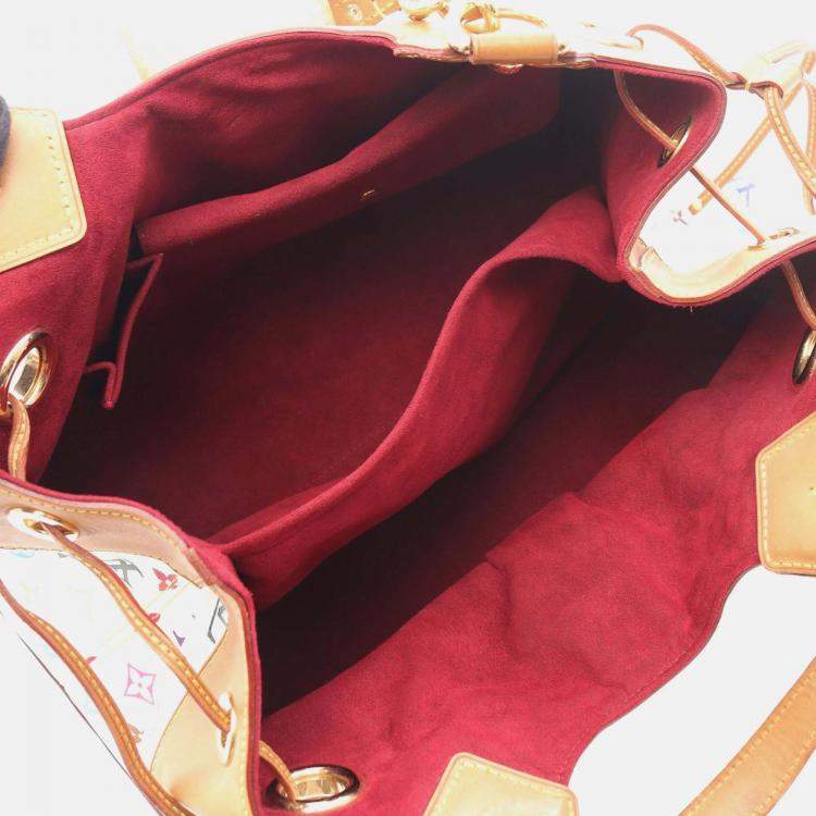 Pre Owned Louis Vuitton Ursula Handbag Monogram Multicolore Canvas Leather Blanc