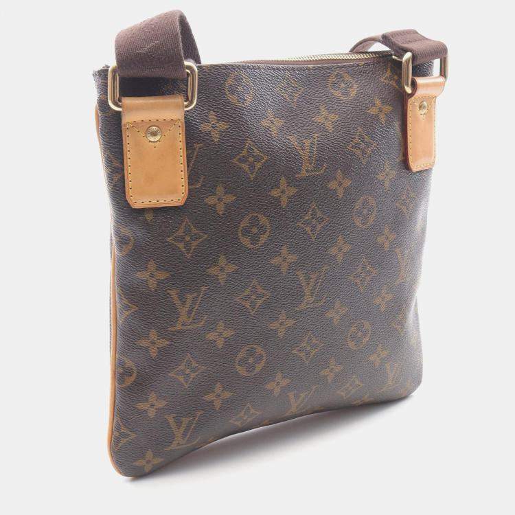 Pre Owned Louis Vuitton Pochette Valmy Shoulder Bag Monogram Canvas Leather Brown