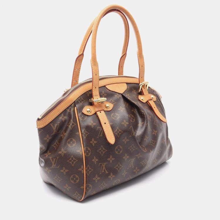 Pre Owned Louis Vuitton Tivoli Gm Handbag Monogram Canvas Leather Brown