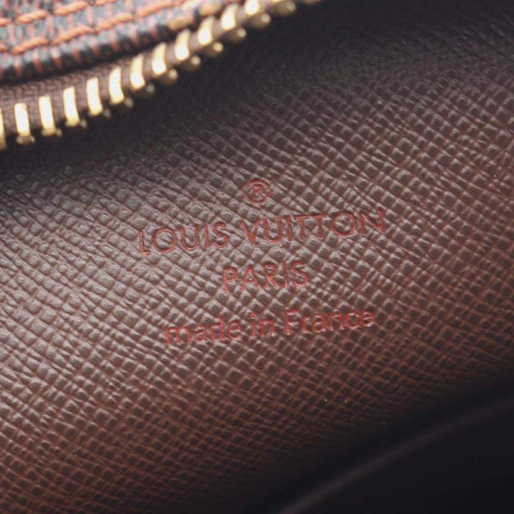 Pre Owned Louis Vuitton Danube Shoulder Bag Damier Canvas Leather Ebene