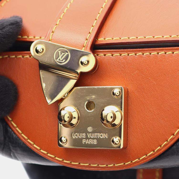 Pre Owned Louis Vuitton Duffle Shoulder Handbag Monogram Reverse Leather Navy Brown