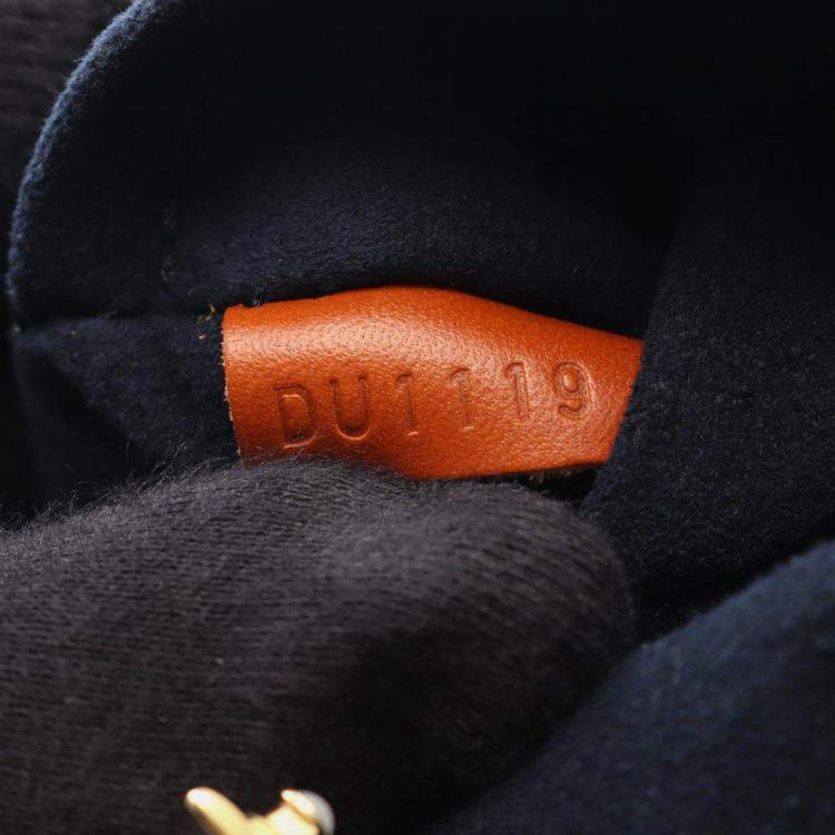 Pre Owned Louis Vuitton Duffle Shoulder Handbag Monogram Reverse Leather Navy Brown