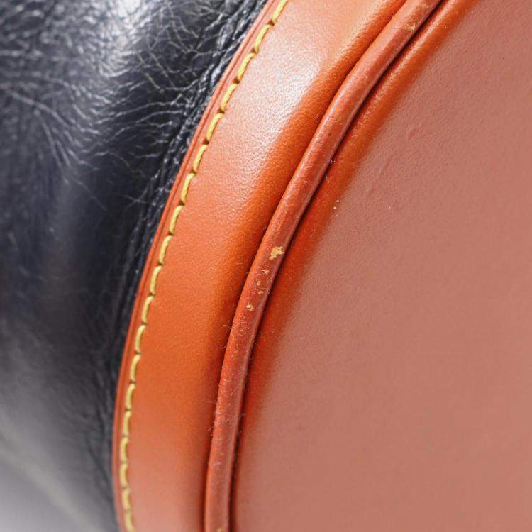 Pre Owned Louis Vuitton Duffle Shoulder Handbag Monogram Reverse Leather Navy Brown