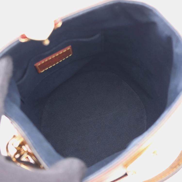 Pre Owned Louis Vuitton Duffle Shoulder Handbag Monogram Reverse Leather Navy Brown