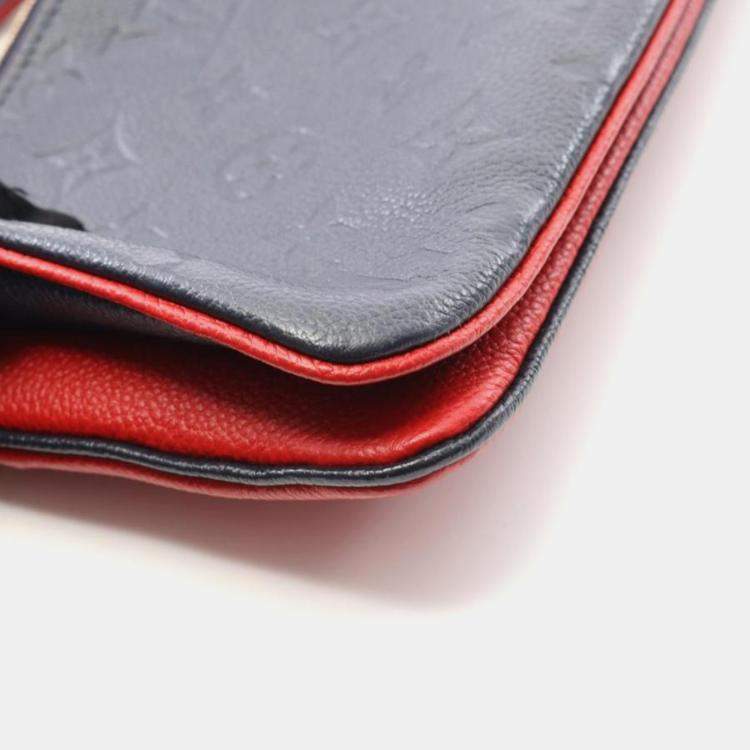Pre Owned Louis Vuitton Pochette Double Zip Monogram Empreinte Marine Rouge