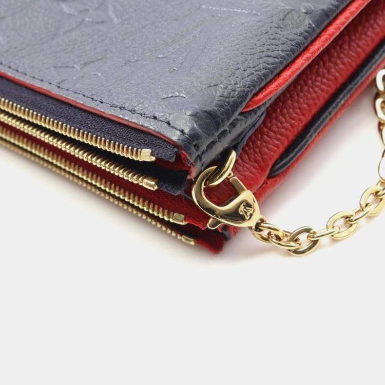 Pre Owned Louis Vuitton Pochette Double Zip Monogram Empreinte Marine Rouge