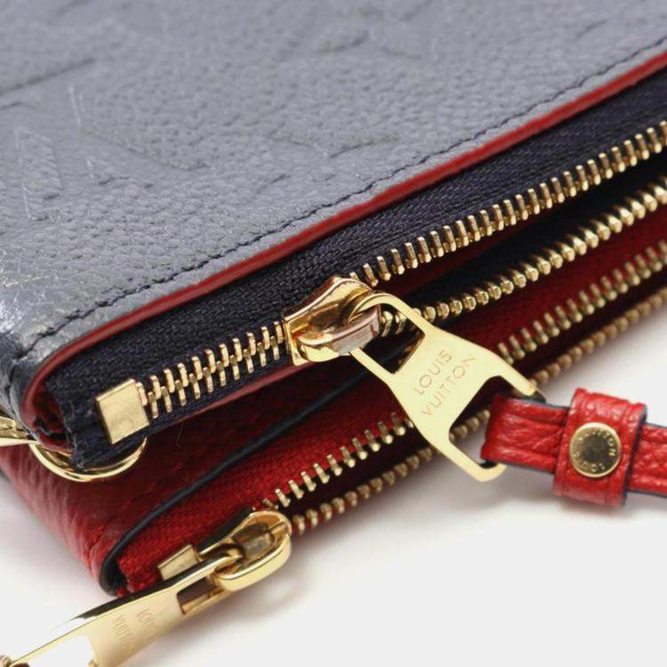 Pre Owned Louis Vuitton Pochette Double Zip Monogram Empreinte Marine Rouge