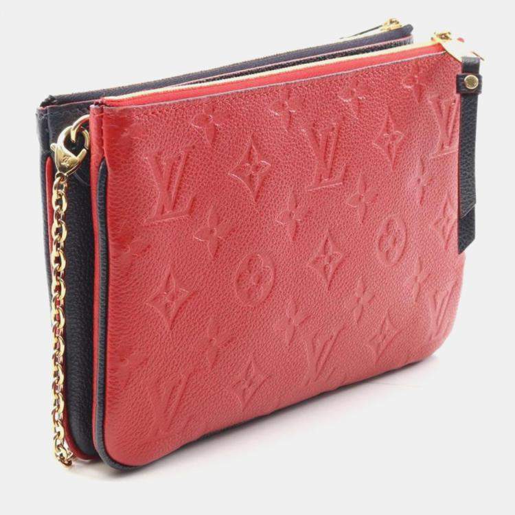 Pre Owned Louis Vuitton Pochette Double Zip Monogram Empreinte Marine Rouge