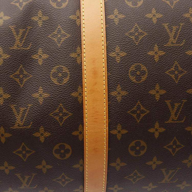 Pre Owned Louis Vuitton Keepall Bandoulière 60 Brown Monogram Shoulder Handbag