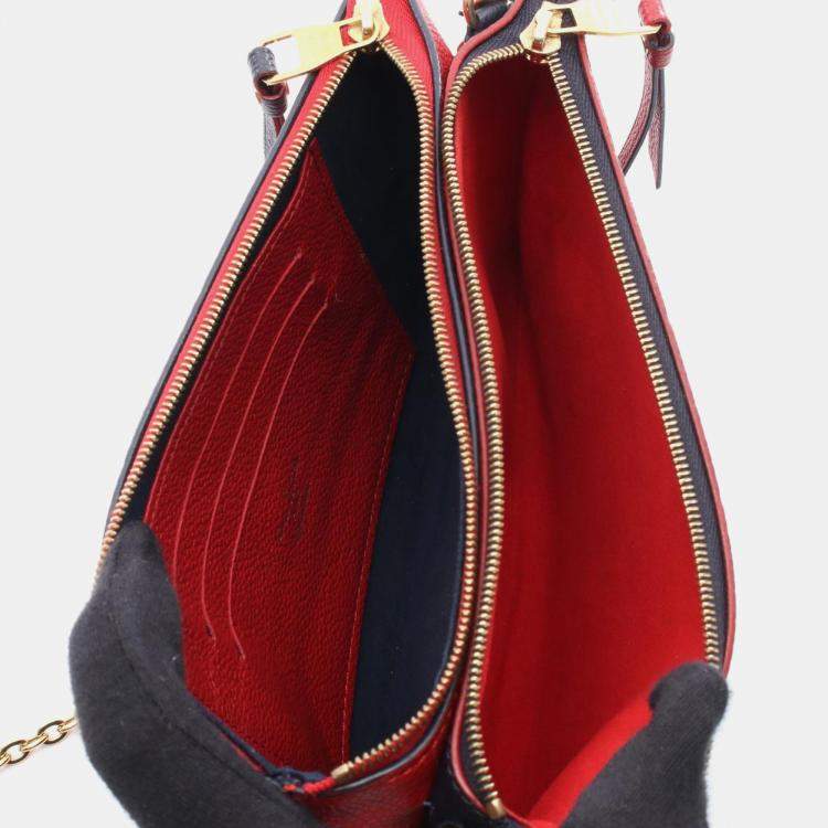 Pre Owned Louis Vuitton Pochette Double Zip Blue/Red Monogram Empreinte Leather Chain Shoulder Bag
