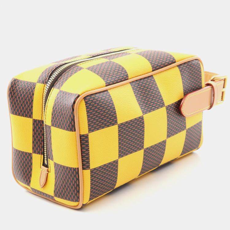 Pre Owned Louis Vuitton Locker Dopp Kit Yellow/Brown Damier Pop Coated Canvas Shoulder Bag
