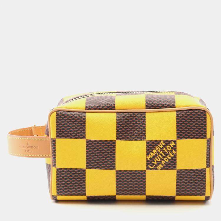 Pre Owned Louis Vuitton Locker Dopp Kit Yellow/Brown Damier Pop Coated Canvas Shoulder Bag