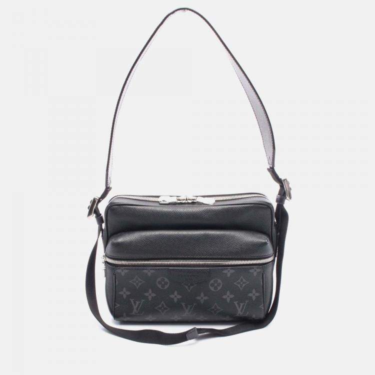 Pre Owned Louis Vuitton Outdoor Messenger PM Black Taïgalama Canvas Shoulder Bag