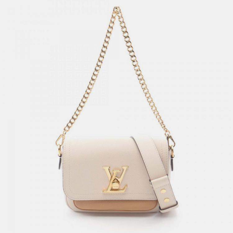 Pre Owned Louis Vuitton Lockme Tender Beige Leather Shoulder Bag