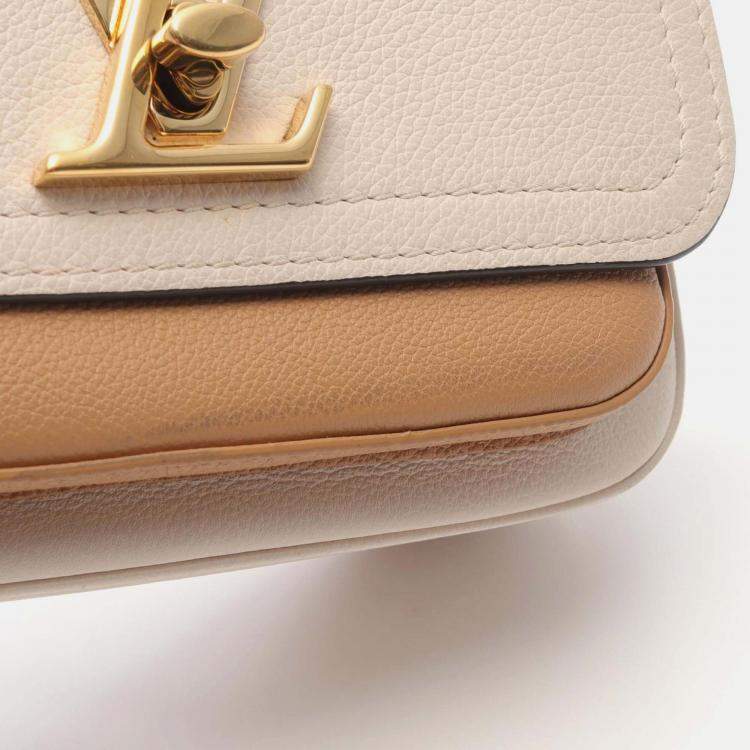 Pre Owned Louis Vuitton Lockme Tender Beige Leather Shoulder Bag