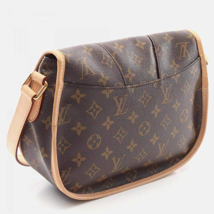 Pre Owned Louis Vuitton Menilmontant PM Brown Monogram Canvas Leather Shoulder Bag