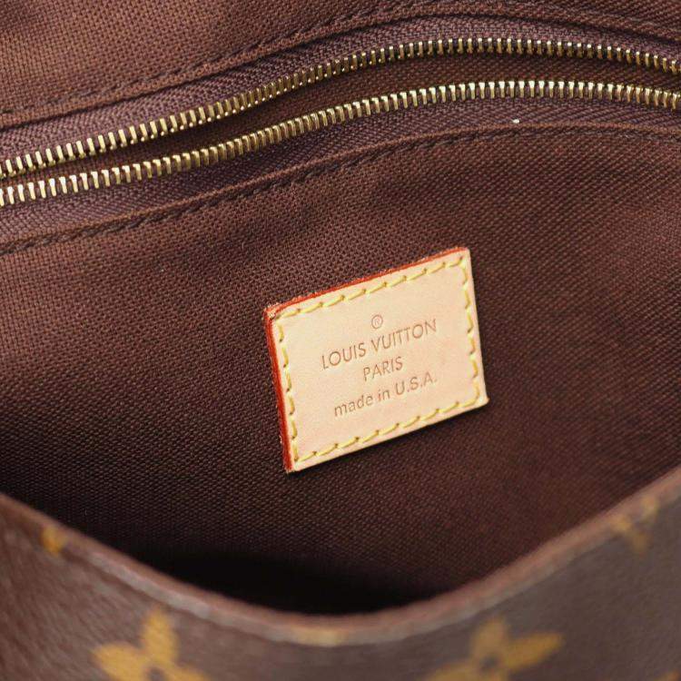 Pre Owned Louis Vuitton Menilmontant PM Brown Monogram Canvas Leather Shoulder Bag