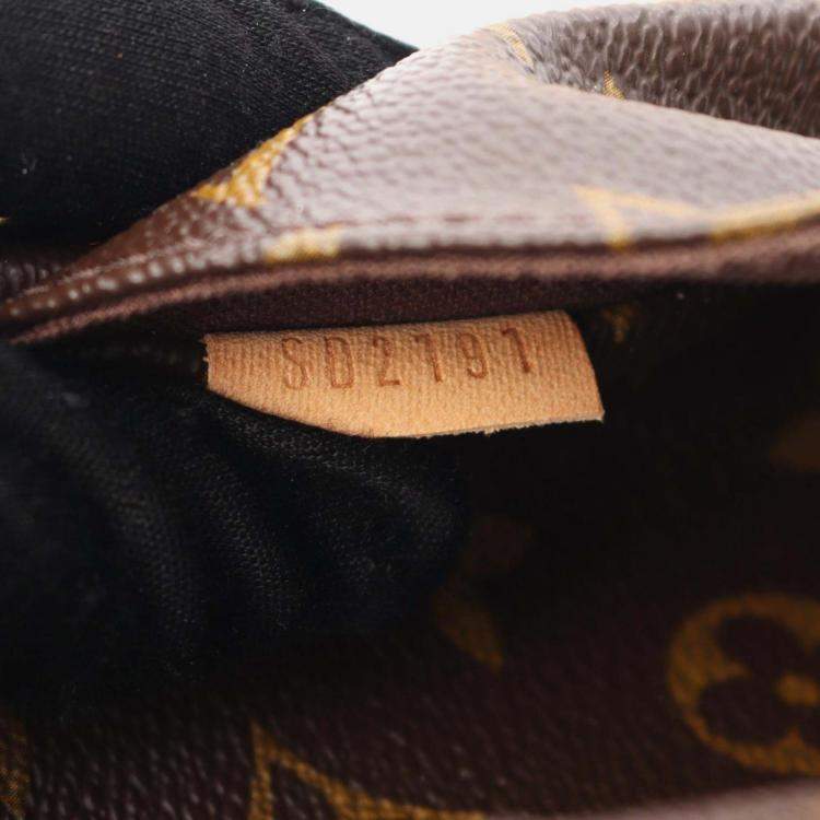 Pre Owned Louis Vuitton Menilmontant PM Brown Monogram Canvas Leather Shoulder Bag