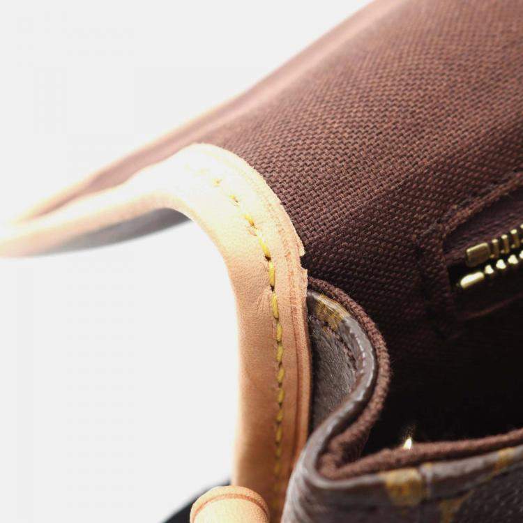 Pre Owned Louis Vuitton Menilmontant PM Brown Monogram Canvas Leather Shoulder Bag