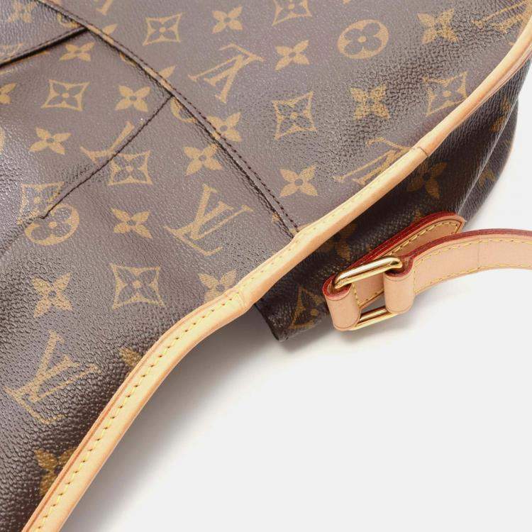Pre Owned Louis Vuitton Menilmontant PM Brown Monogram Canvas Leather Shoulder Bag