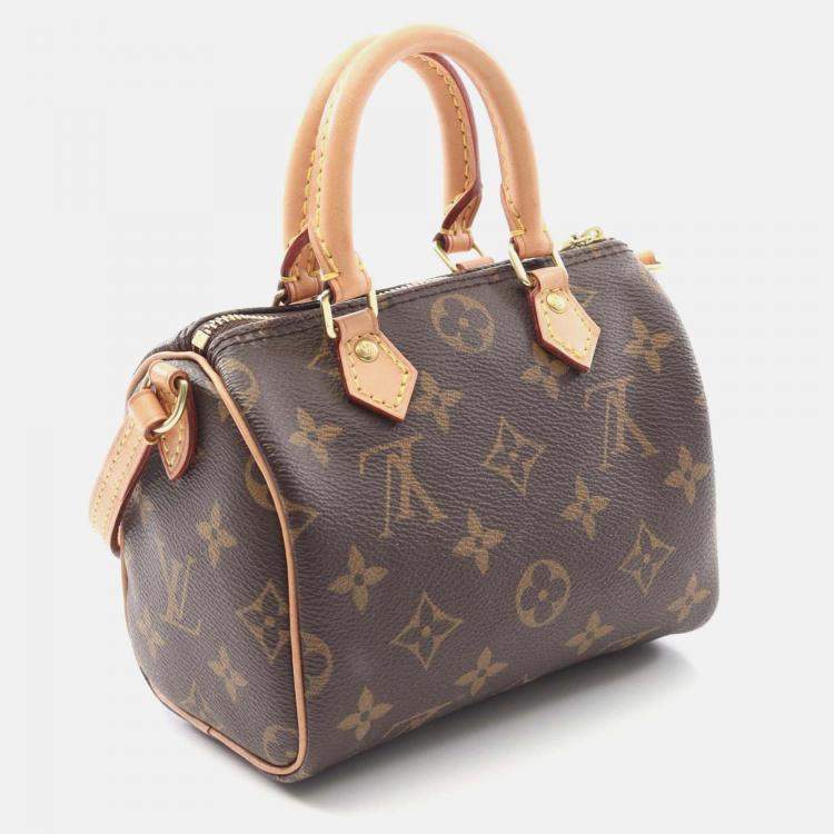 Pre Owned Louis Vuitton Nano Speedy Brown Monogram Canvas Shoulder Bag