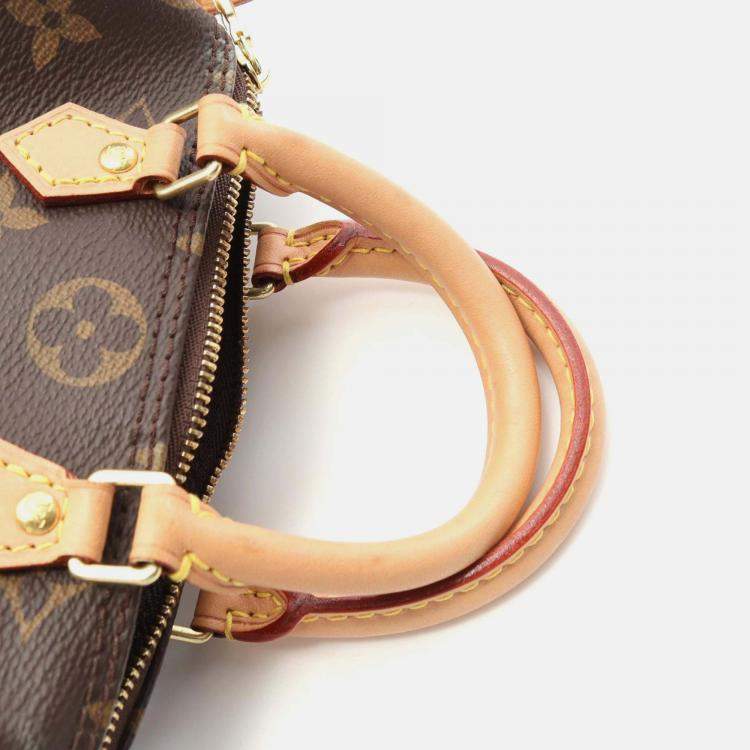 Pre Owned Louis Vuitton Nano Speedy Brown Monogram Canvas Shoulder Bag