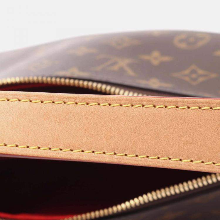 Pre Owned Louis Vuitton Slouchy PM Brown Monogram Canvas Leather Shoulder Bag