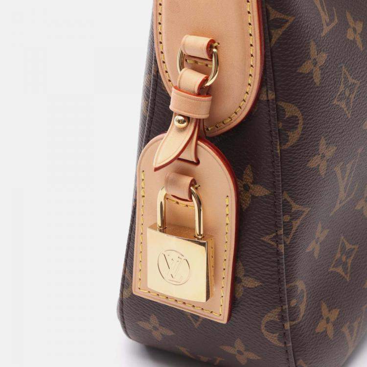 Pre Owned Louis Vuitton Slouchy PM Brown Monogram Canvas Leather Shoulder Bag